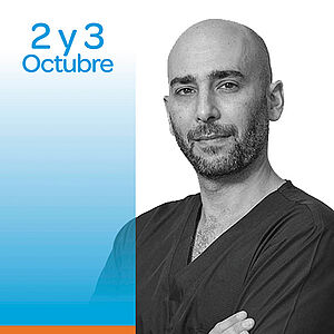 Prosthetics and digital dentistry event with Dr. Escobar, Sevilla Portrait image of Dr. Escobar in black and white